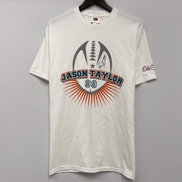 Vtg Nike Jordan Jason Taylor Miami Dolphins NFL Men's T-Shirt Autographed‎ COA M - Picture 1 of 12